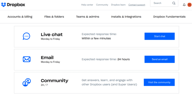 dropbox live support