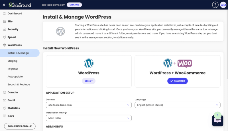 siteground dashboard