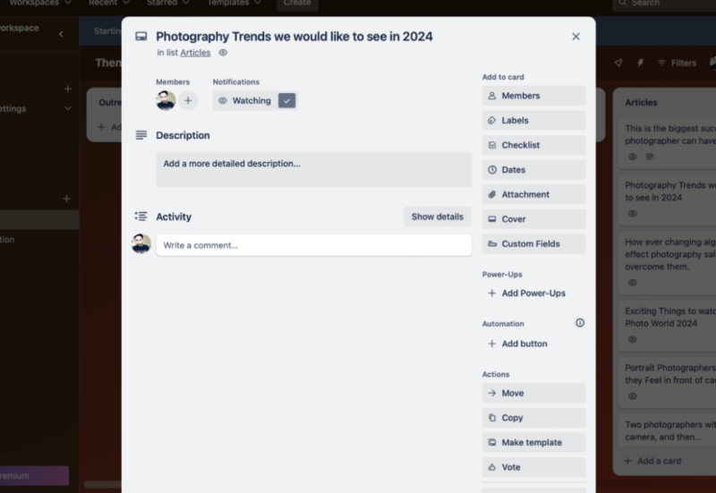 trello task card