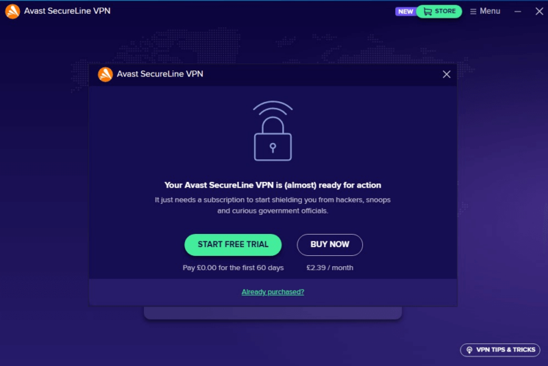 activate avast vpn free trial