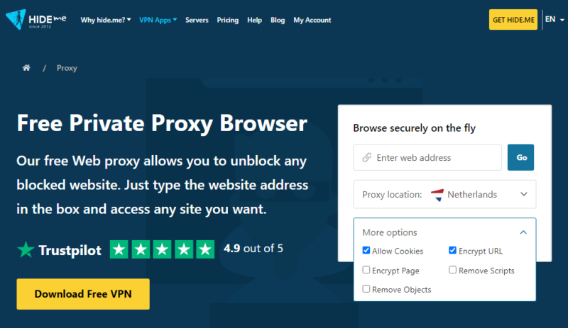 Hide.me proxy site