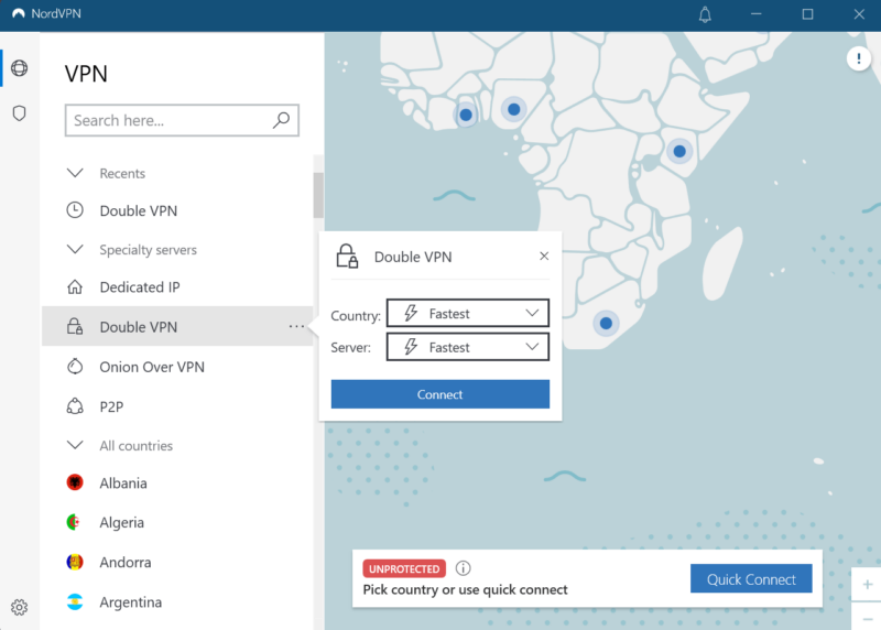 NordVPN app double VPN