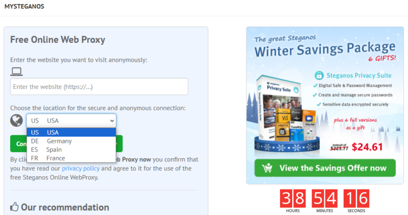 Steganos proxy website