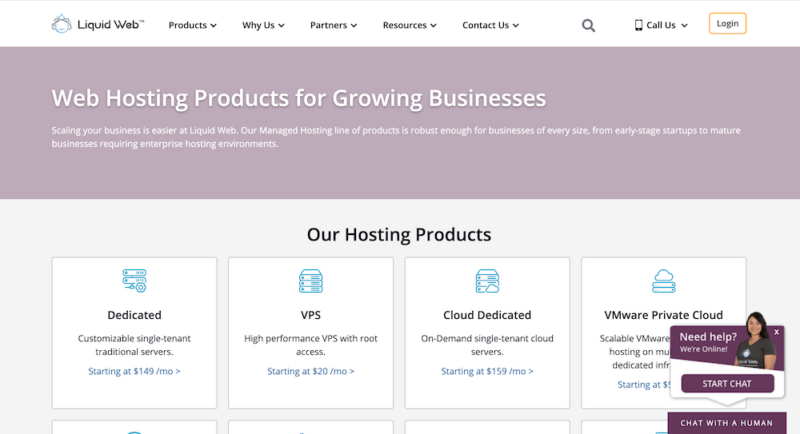 liquid web hosting homepage