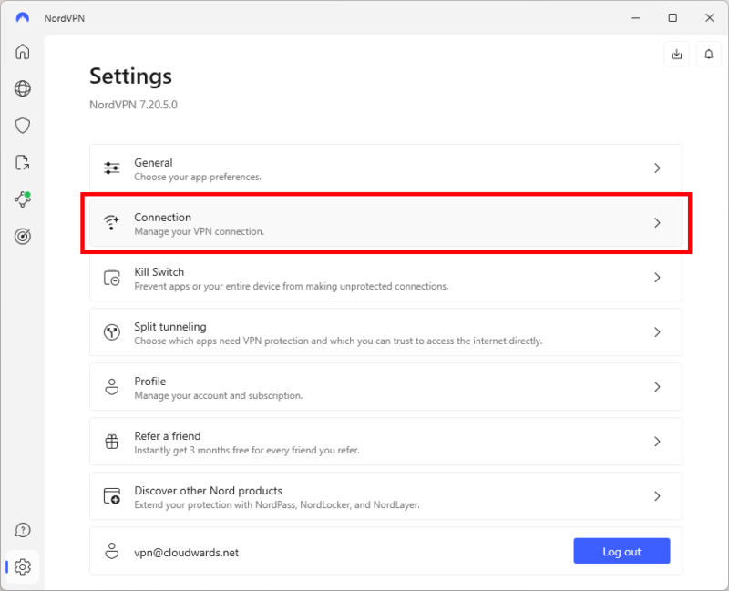 nordvpn connection settings