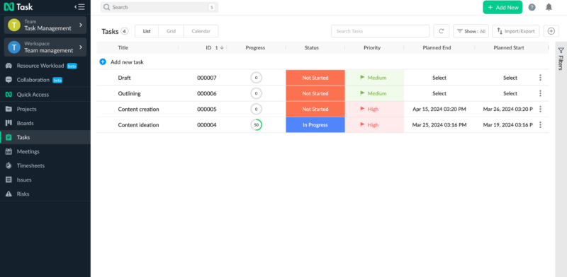 ntask task feature