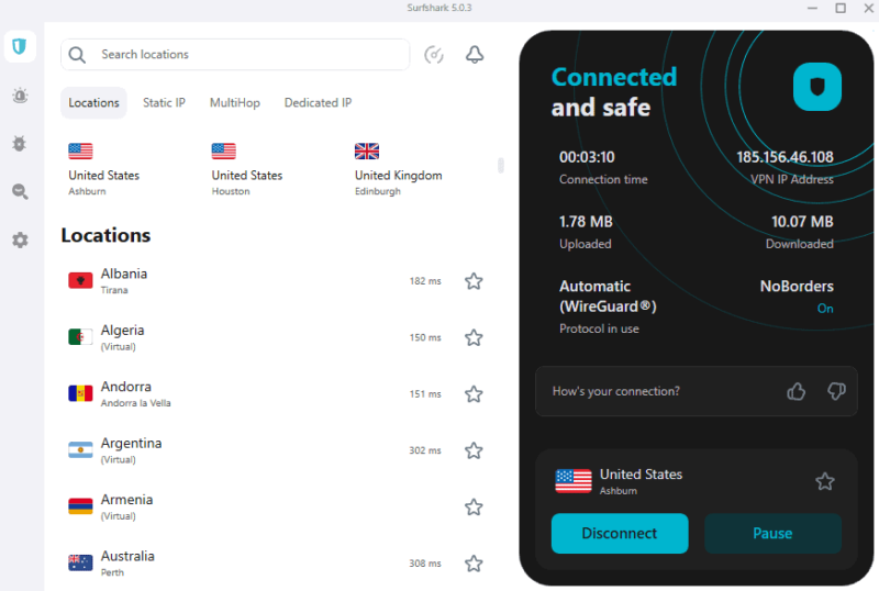 surfshark vpn ui