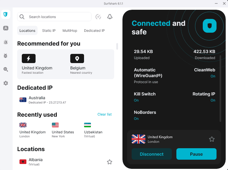 image best unlimited vpns surfshark interface