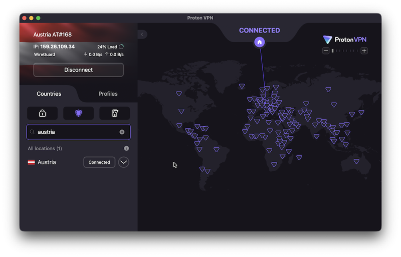 proton vpn austrian server