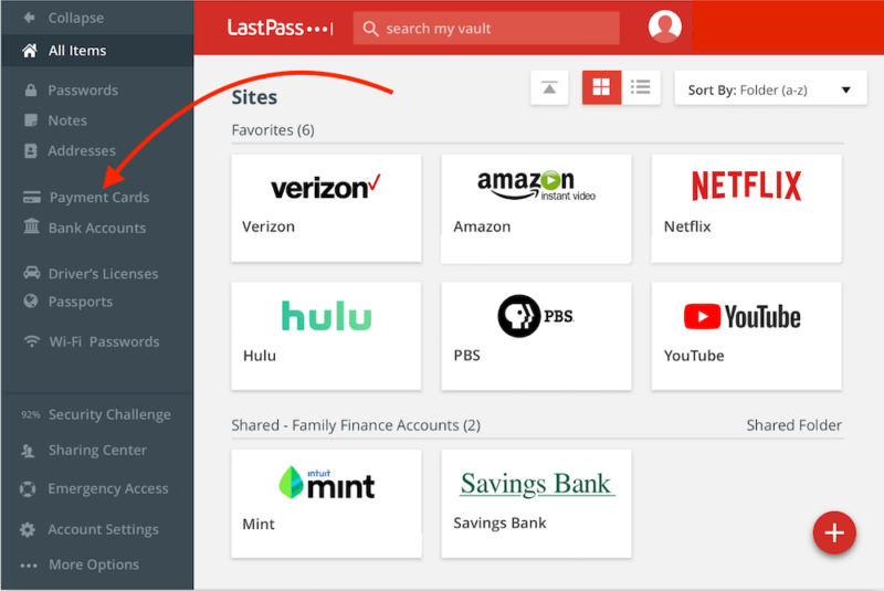 lastpass interface