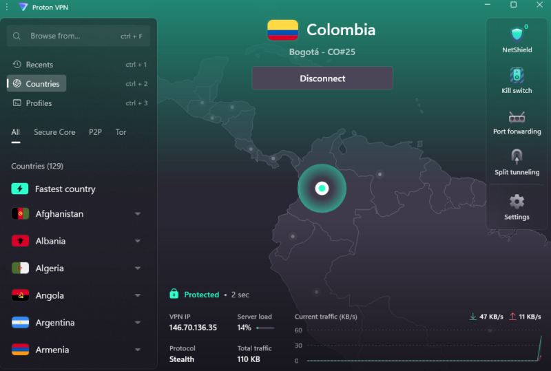 proton vpn colombia