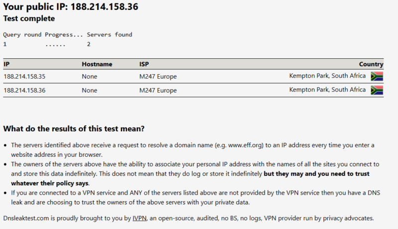 proton vpn dns south africa
