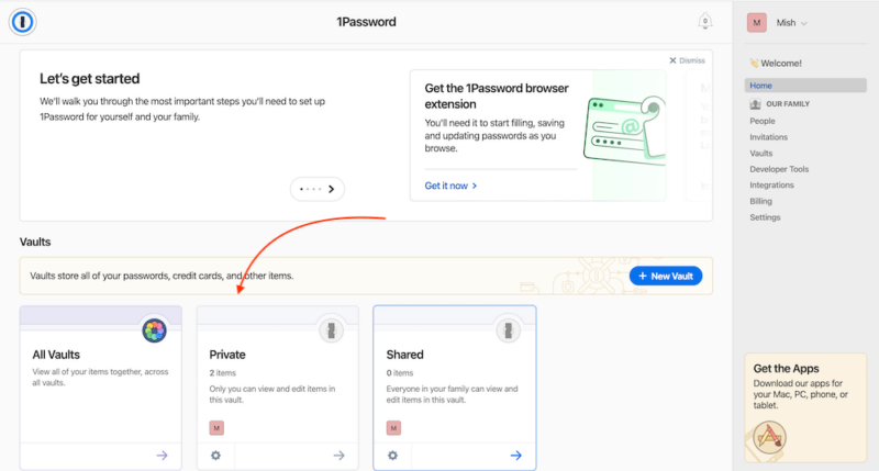 1Password interface