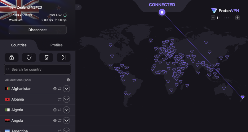 Proton VPN New Zealand server