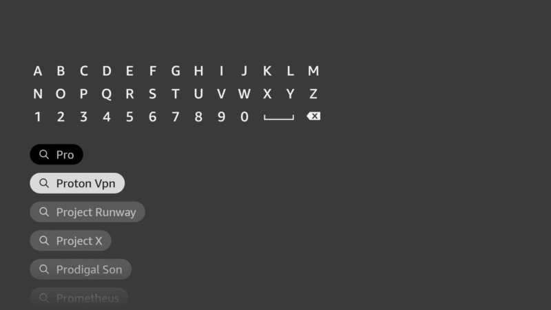 search proton vpn on fire tv