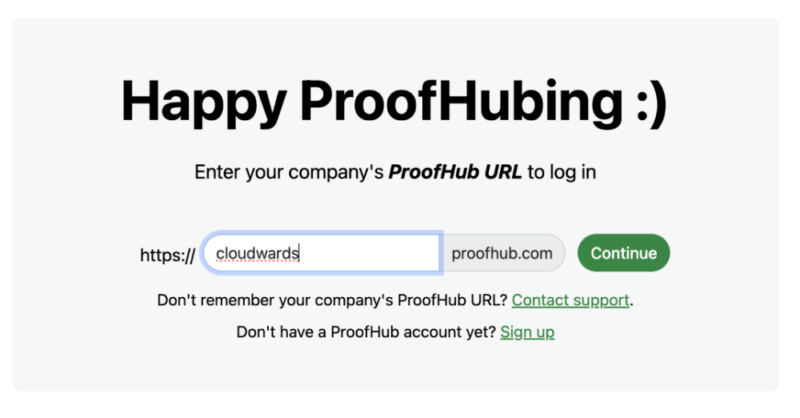 proofhub log in
