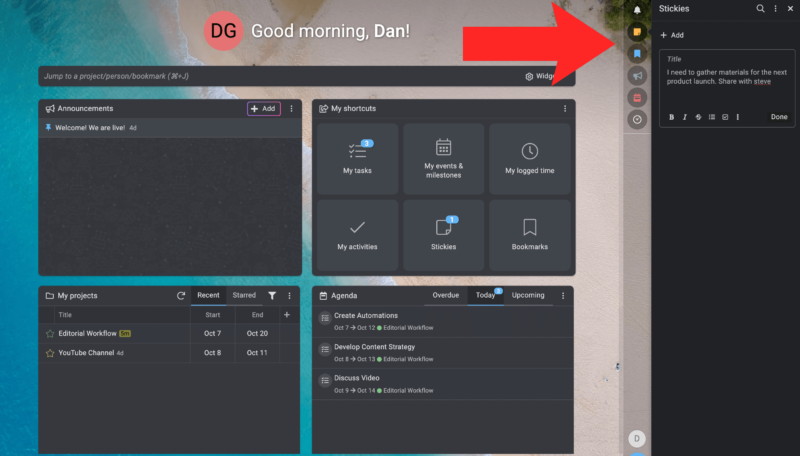 proofhub quick access