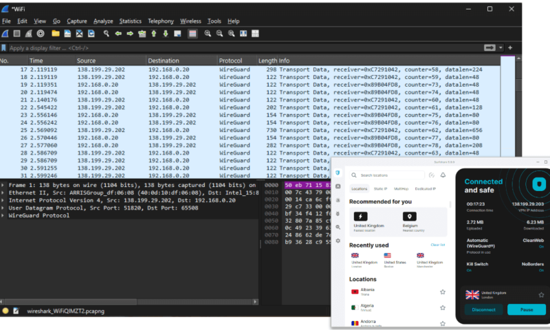 surfshark review wireshark test result