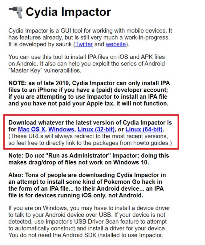 download cydia impactor