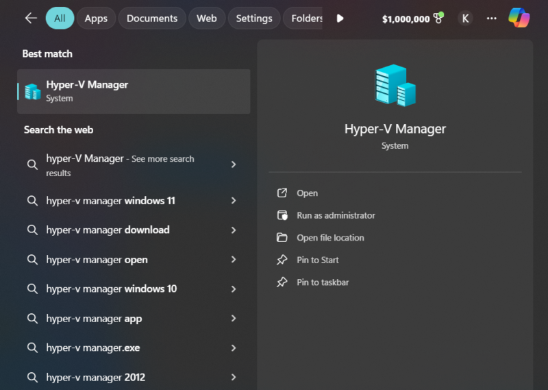 search Hyper V