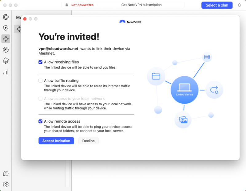 Meshnet accept invitation