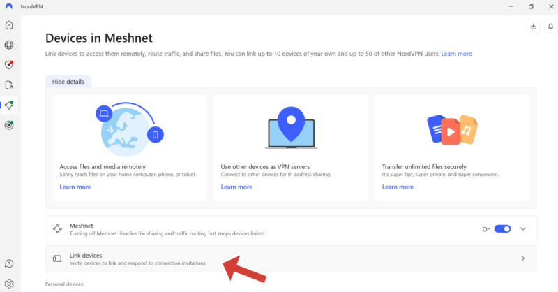meshnet link devices