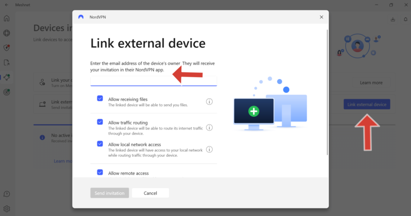meshnet link external device