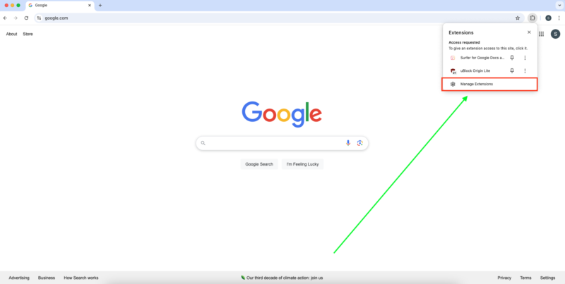 manage extensions