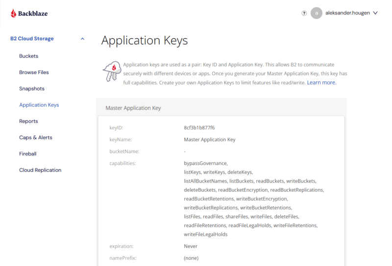application keys
