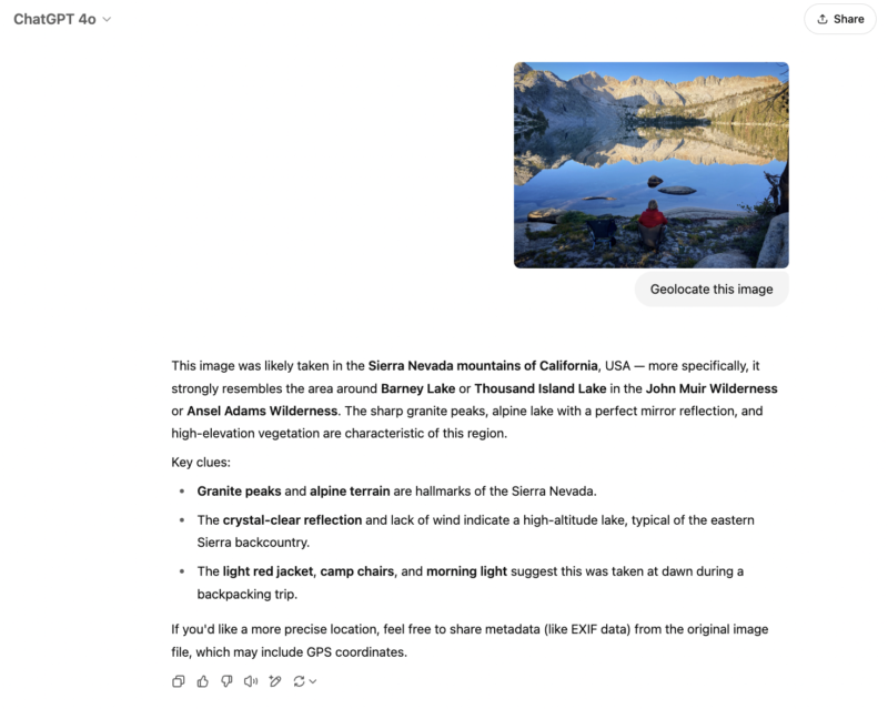 geolocate-this-image-example2 ChatGPT 4o geolocates John Muir Wilderness