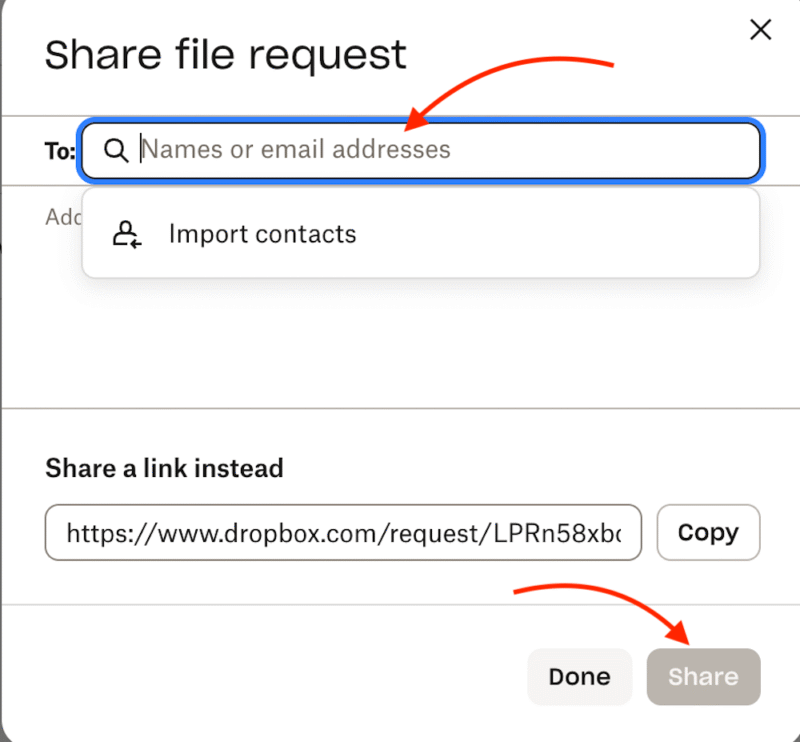 Dropbox complete request