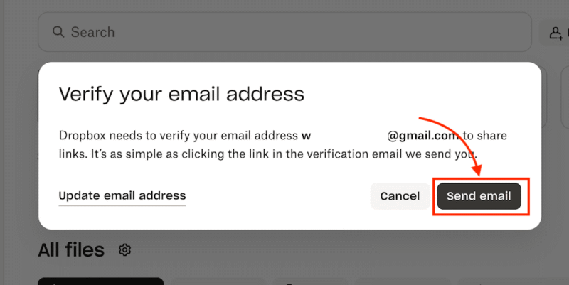 Dropbox email verification
