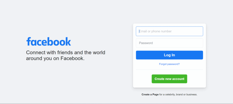 Facebook login