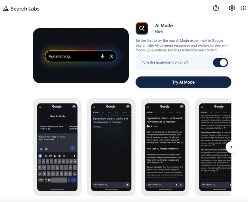 Try AI Mode Search Labs Try AI Mode Search Labs