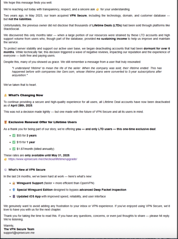 VPNSecure email