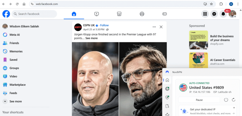 facebook nordvpn