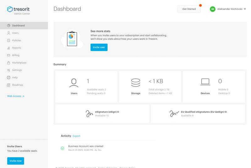 tresorit-admin-console tresorit admin console