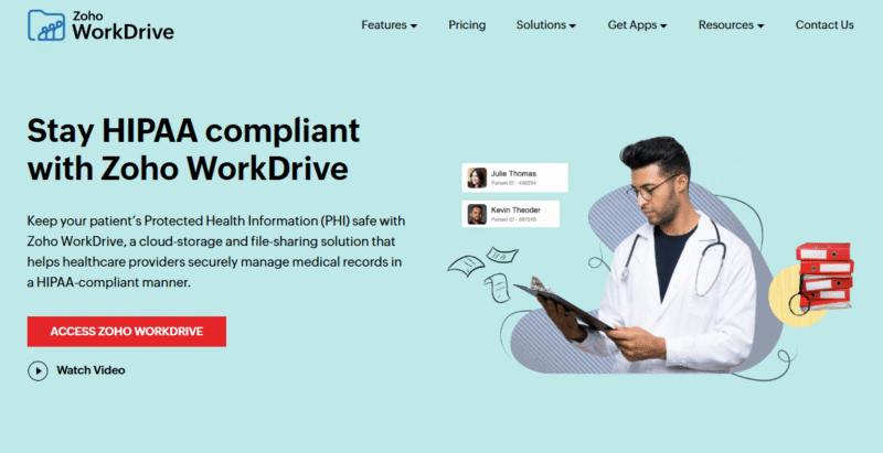 zoho workdrive hipaa compliance