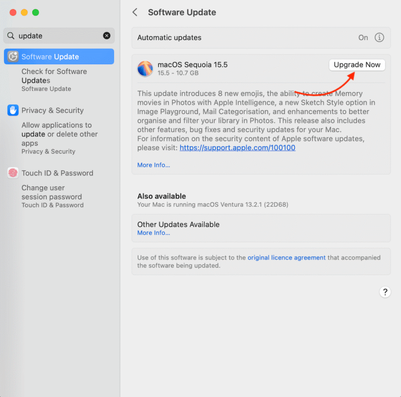Mac update OS