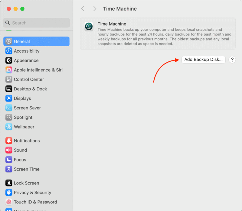 Navigating to Time Machine