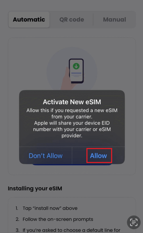 alosim allow installation