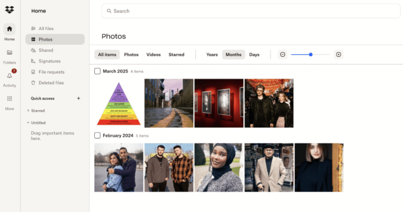 dropbox user interface