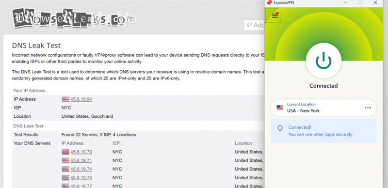 expressvpn dns leak test