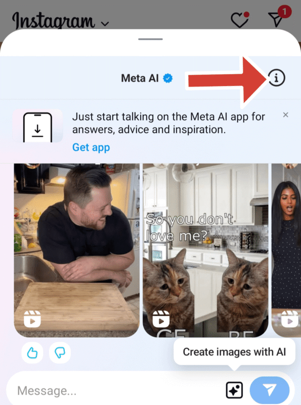 instagram information button