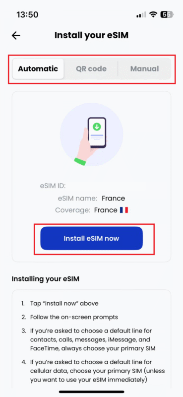 install esim now