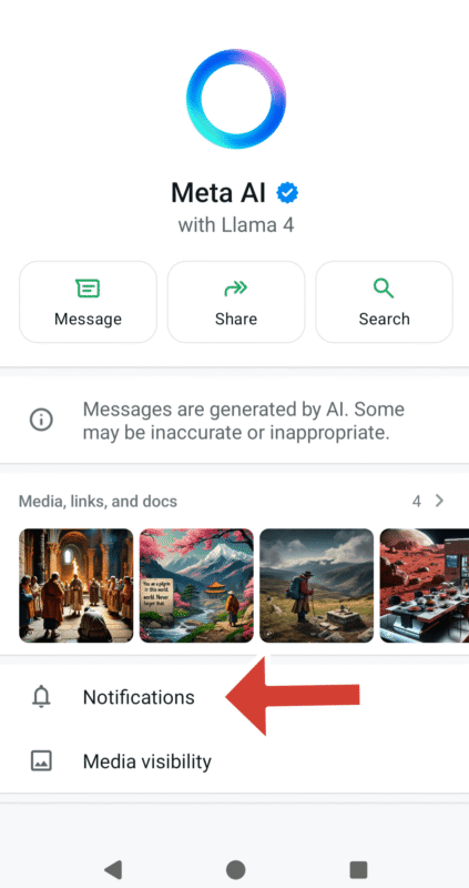 notifications meta ai