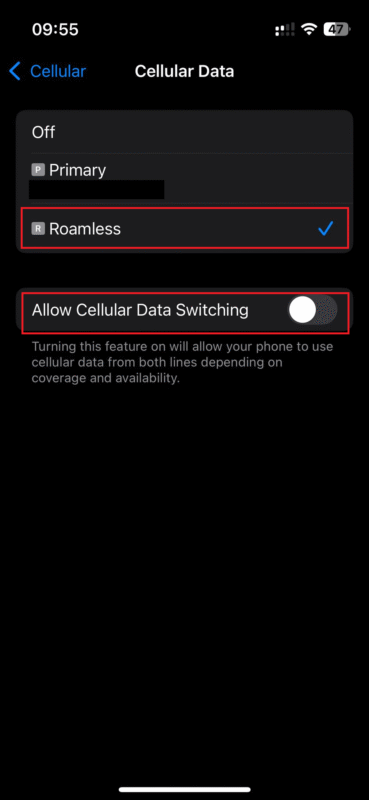roamless cell data