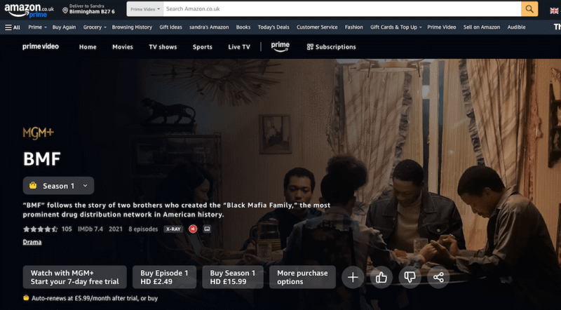 where can i watch bmf for free mgm+ prime