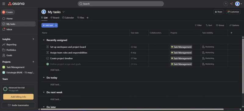 Asana Interface Comparison
