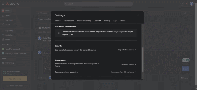 Asana SecurityOptions